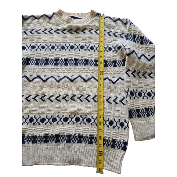 Men Vintage Kuppenheimer Knit White Blue Sweater Made In USA Medium RN#26416 EUC - Picture 5 of 12